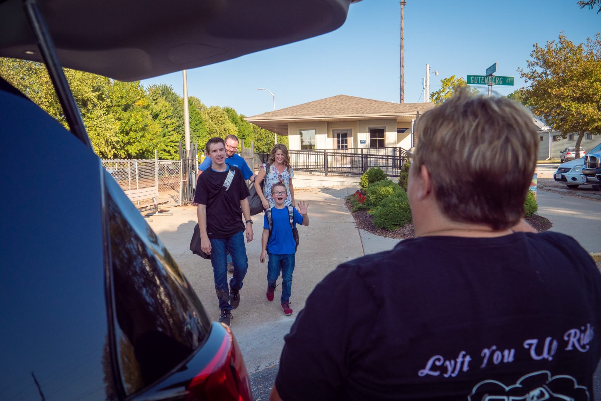 Greeting visitors at the train station