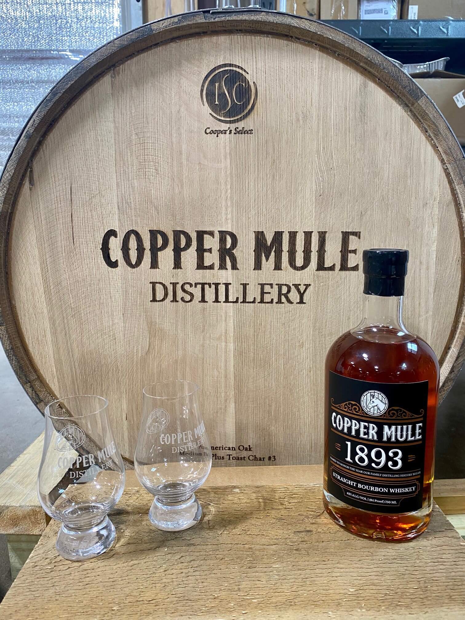 Copper Mule Distillery Barrel & Bottle