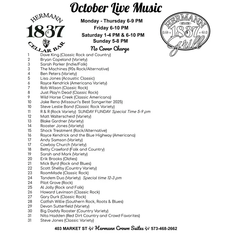 LIVE MUSIC AT 1837 CELLAR BAR! LIVE MUSIC AT 1837 CELLAR BAR!